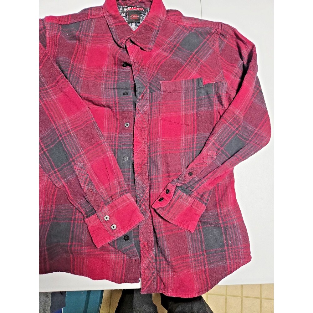 Tony Hawk Flannel Shirt Youth Boy Size L Red Plaid Long Sleeve Button Down Skate